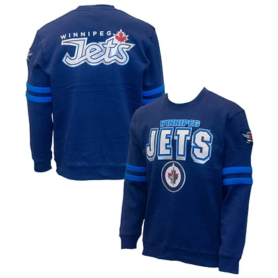 Men's Mitchell & Ness Navy Winnipeg Jets All Over Pullover Sweatshirt
