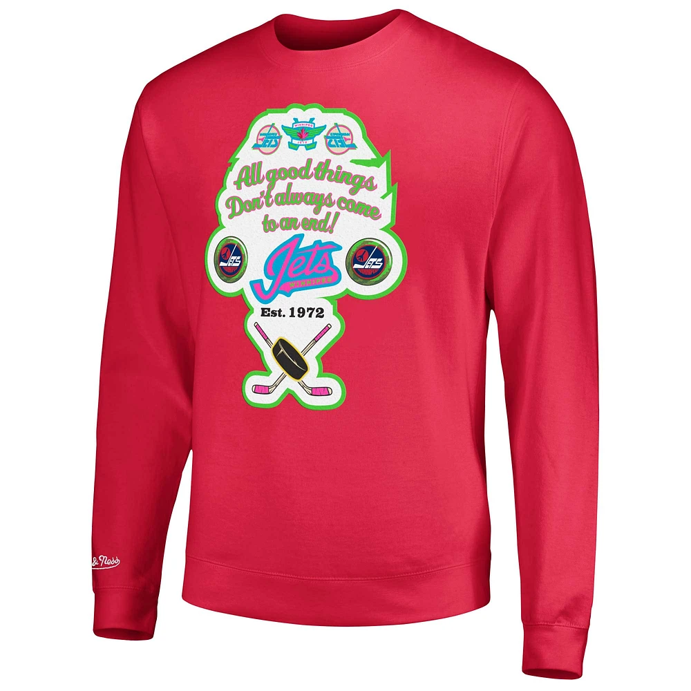 Men's Mitchell & Ness Pink Winnipeg Jets Watermelon Sugar High Pullover Sweatshirt