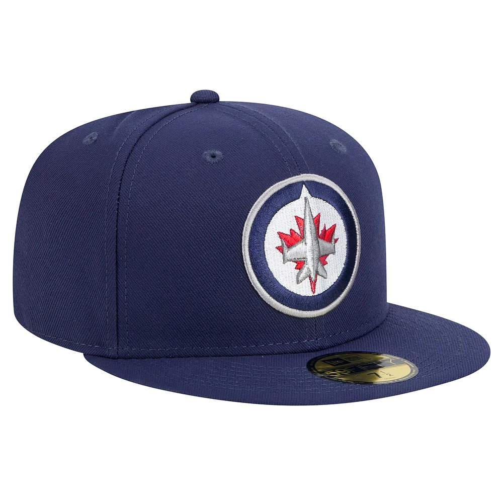 Casquette ajustée Core 59FIFTY pour homme New Era bleu marine des Winnipeg Jets
