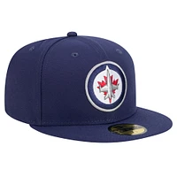 Casquette ajustée Core 59FIFTY pour homme New Era bleu marine des Winnipeg Jets