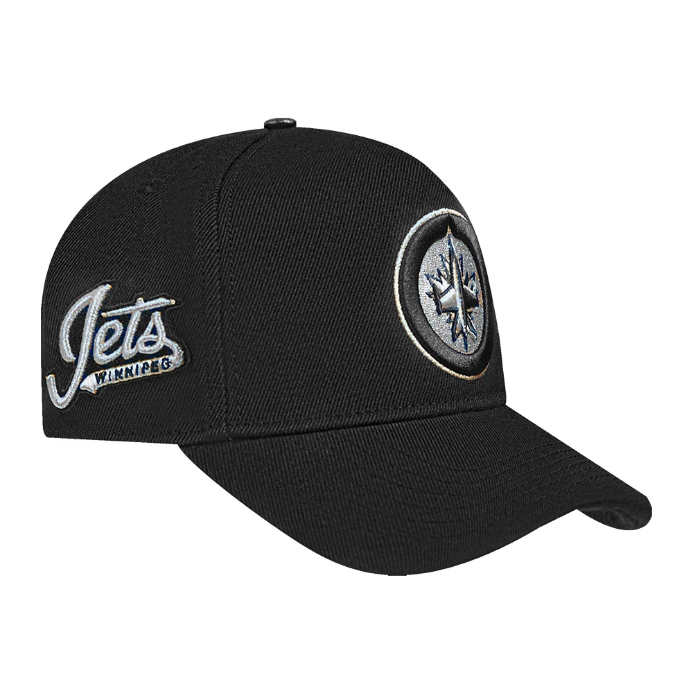 Men's Pro Standard Black Winnipeg Jets Metallic Logo Snapback Hat