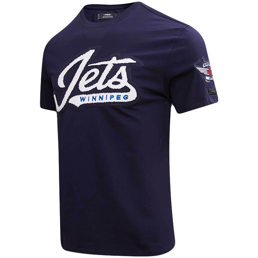 T-shirt en chenille classique des Jets de Winnipeg Pro Standard bleu marine pour homme