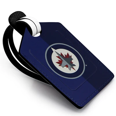 Navy Winnipeg Jets Personalized Leather Luggage Tag