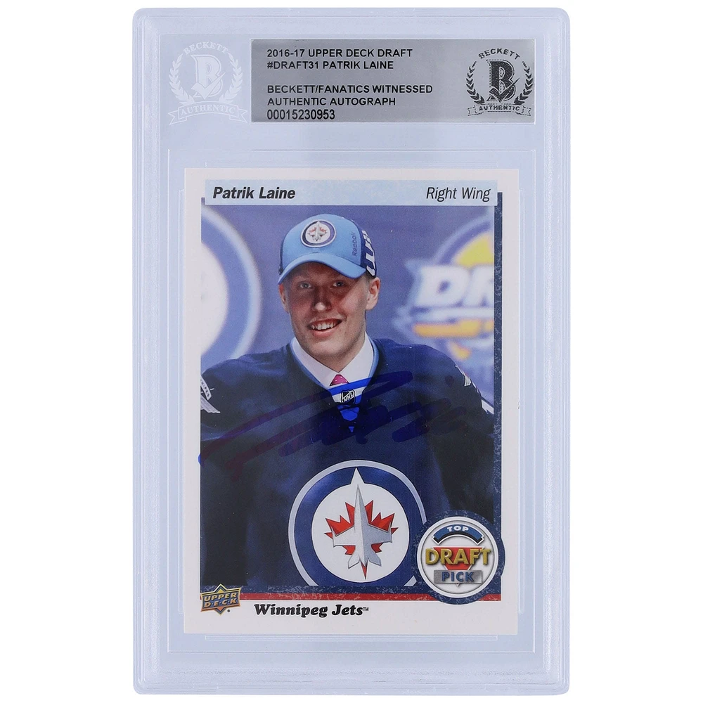 Patrik Laine Winnipeg Jets Autographed 2016-17 Upper Deck Draft Top Draft Pick #DRAFT-31 Beckett Fanatics Witnessed Authenticated Rookie Card