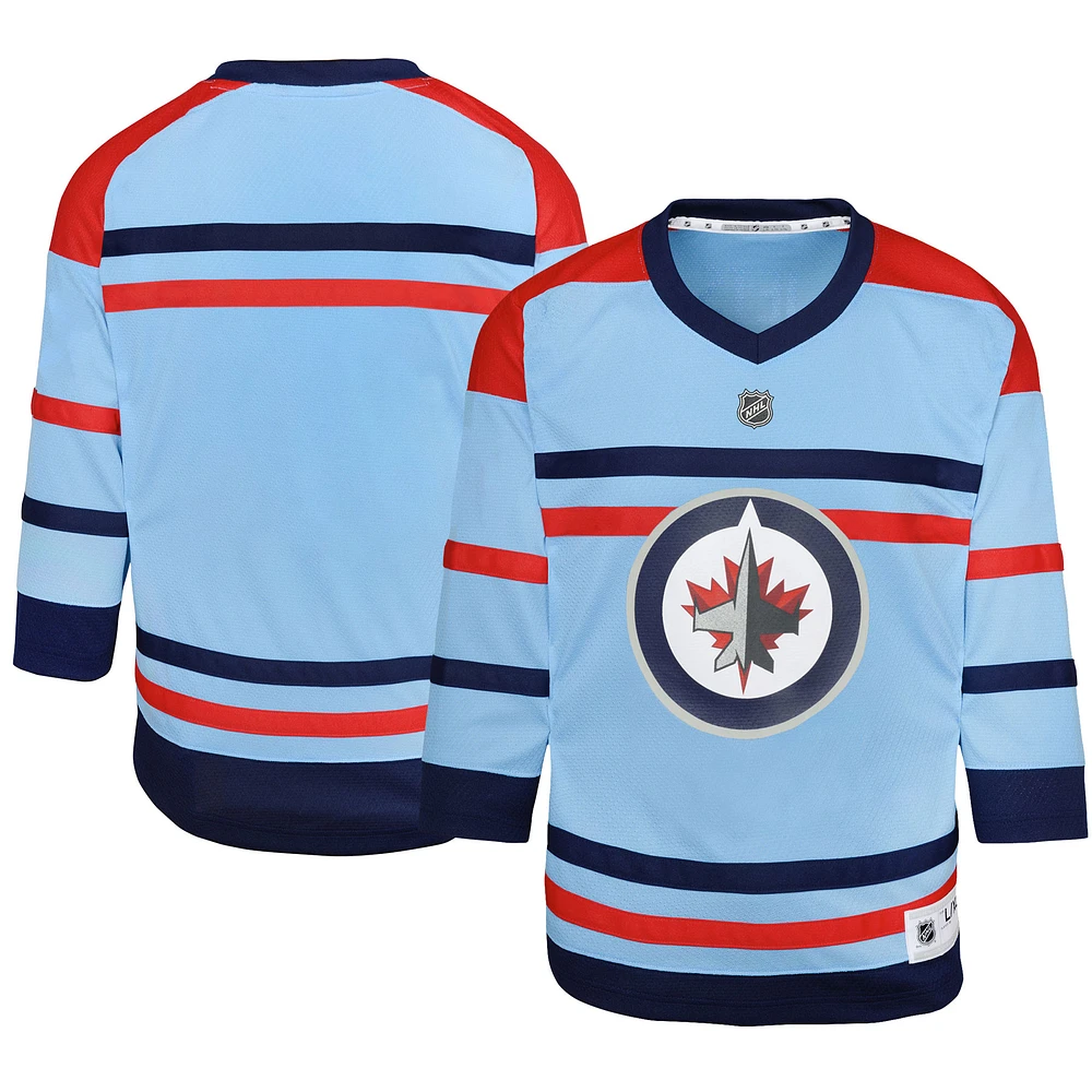 Maillot réplique d'anniversaire des Jets de Winnipeg, bleu clair, pour enfants d'âge préscolaire