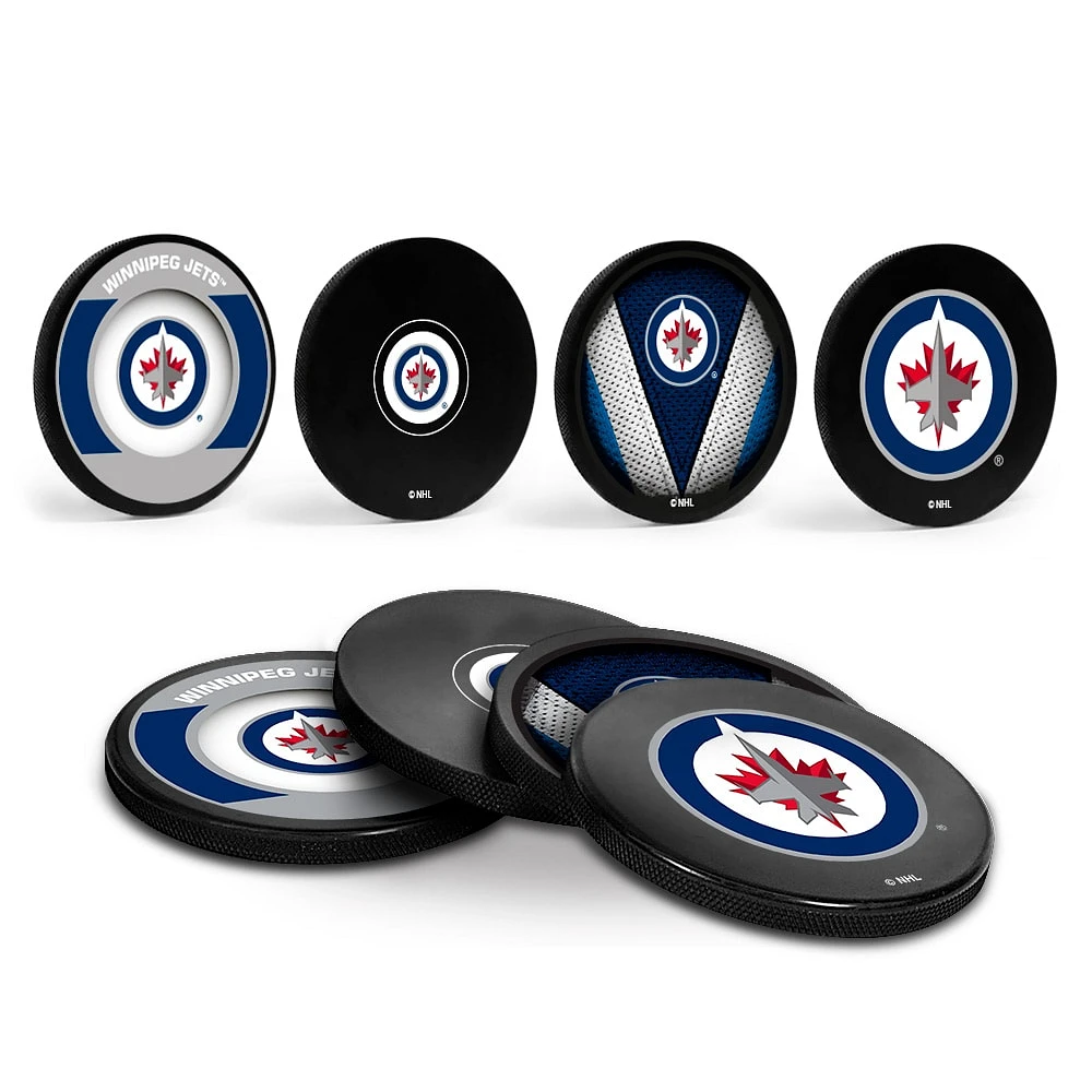 The Sports Vault Winnipeg Jets Four-Piece Puck Coaster Set