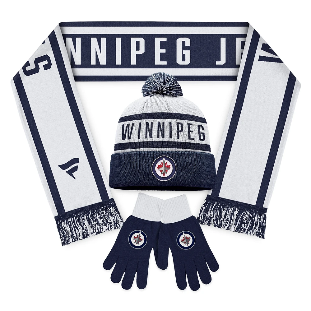 Unisex Fanatics Winnipeg Jets Scarf, Glove & Knit Combo Pack