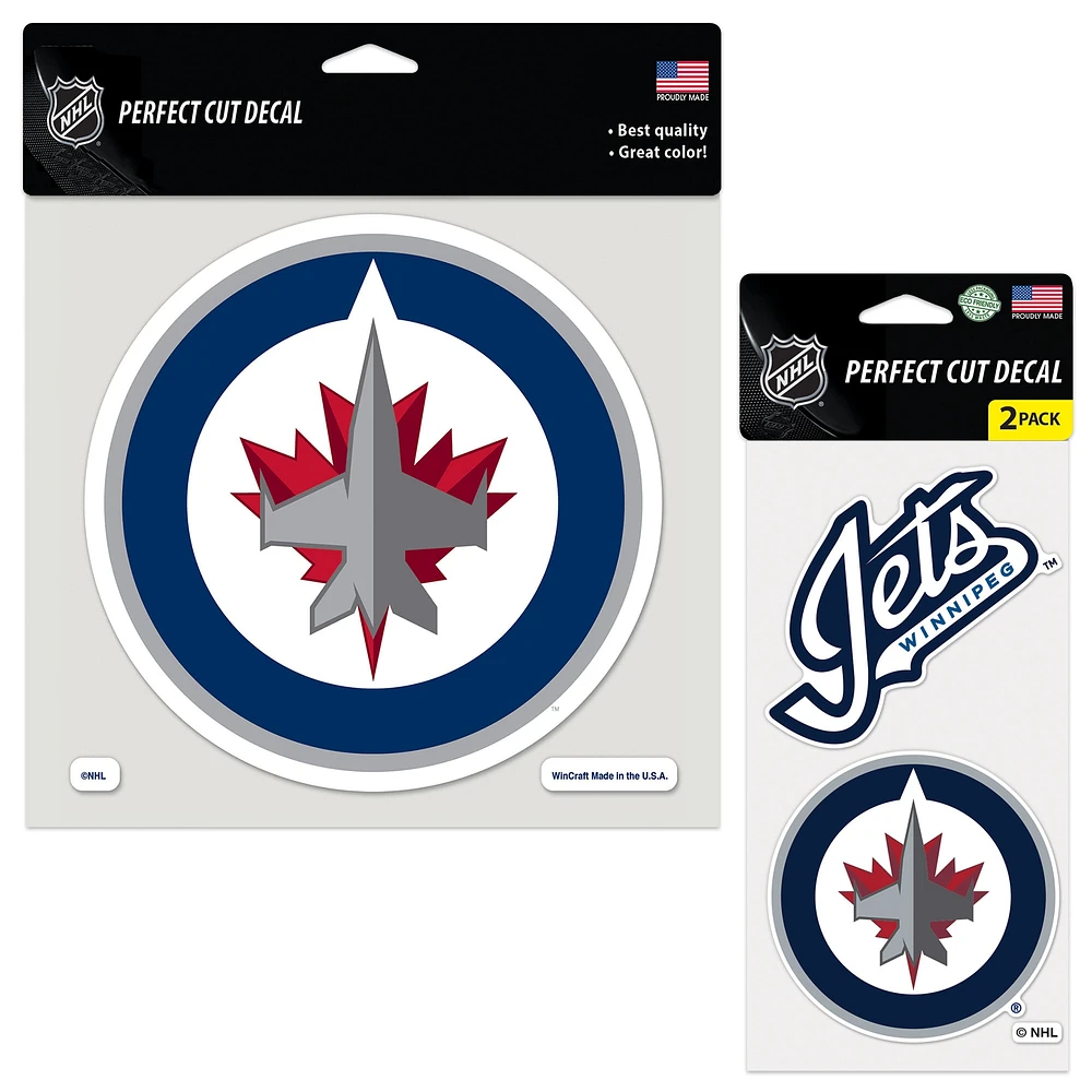 Lot de deux autocollants WinCraft Winnipeg Jets Perfect Cut