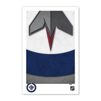 Affiche avec logo minimaliste des Jets de Winnipeg 11" x 17"