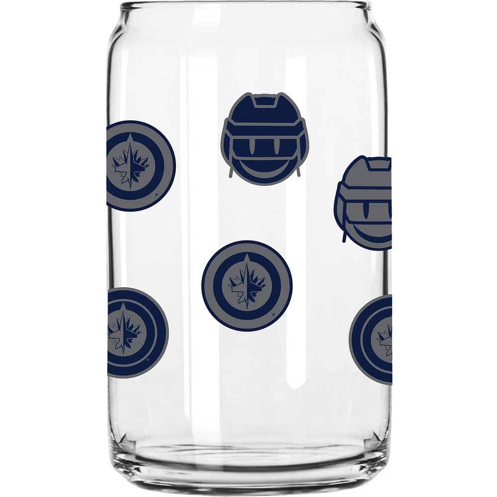 Jets de Winnipeg 16oz. Verre de canette smiley