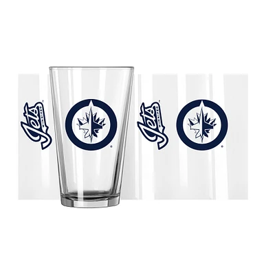 Jets de Winnipeg 16oz. Verre à pinte du jour du match avec le mot-symbole de l'équipe