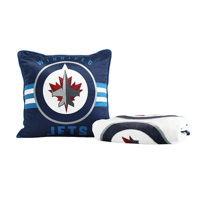 Winnipeg Jets 2-Pack 50" x 60" Holiday Throw Blanket and Cushion Set