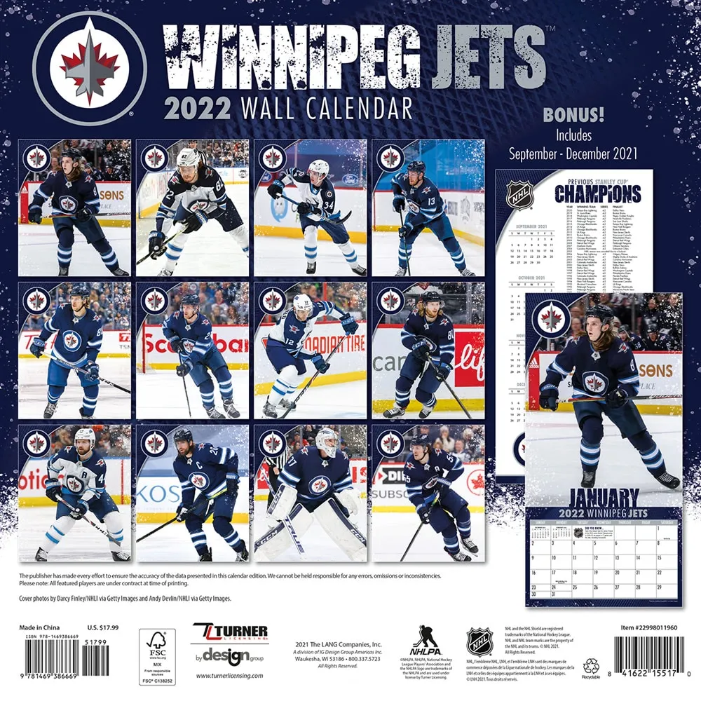 Winnipeg Jets 2022 Wall Calendar