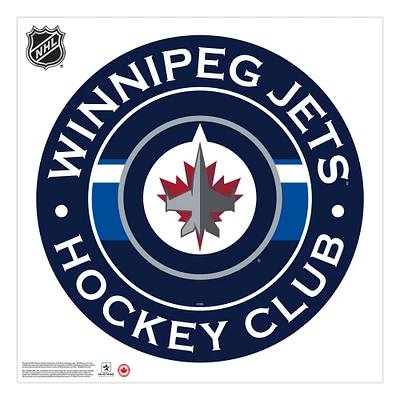 Autocollant mural repositionnable avec logo d'équipe 36'' x 36'' des Jets de Winnipeg