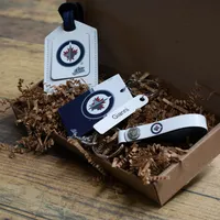 Jets de Winnipeg - Coffret cadeau trois pièces en cuir avec étiquette personnalisée