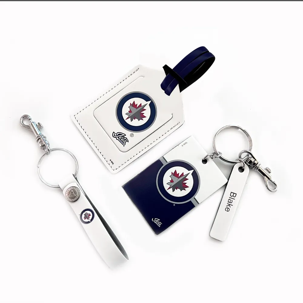 Jets de Winnipeg - Coffret cadeau trois pièces en cuir avec étiquette personnalisée