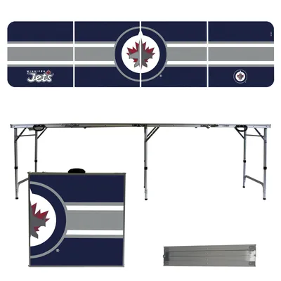Winnipeg Jets Striped Design 8' Portable Folding Tailgate Table