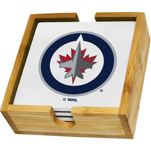 Ensemble de quatre sous-verres carrés avec logo de l'équipe des Jets de Winnipeg