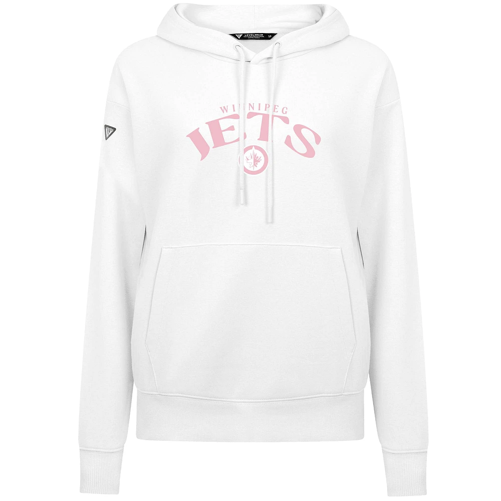 Sweat à capuche blanc pour femme Levelwear avec motif de fête des mères Jets Winnipeg