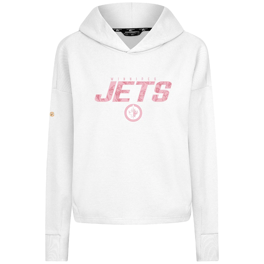 Sweat à capuche court trois mélanges de fleurs blanches pour la fête des mères Jets Winnipeg Levelwear femmes