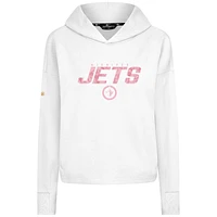 Sweat à capuche court trois mélanges de fleurs blanches pour la fête des mères Jets Winnipeg Levelwear femmes