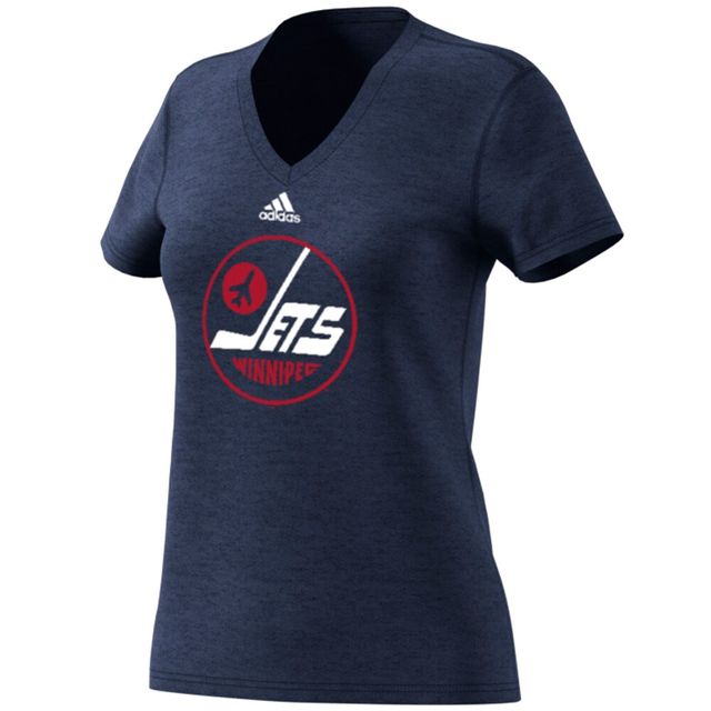 T-shirt à encolure en V avec logo alternatif tri-blend pour femmes, Jets de Winnipeg, bleu marine