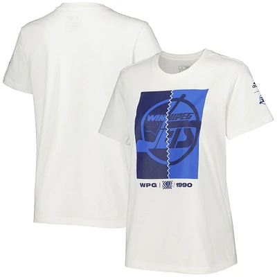 Women's adidas White Winnipeg Jets Reverse Retro 2.0 - Down The Middle T-Shirt