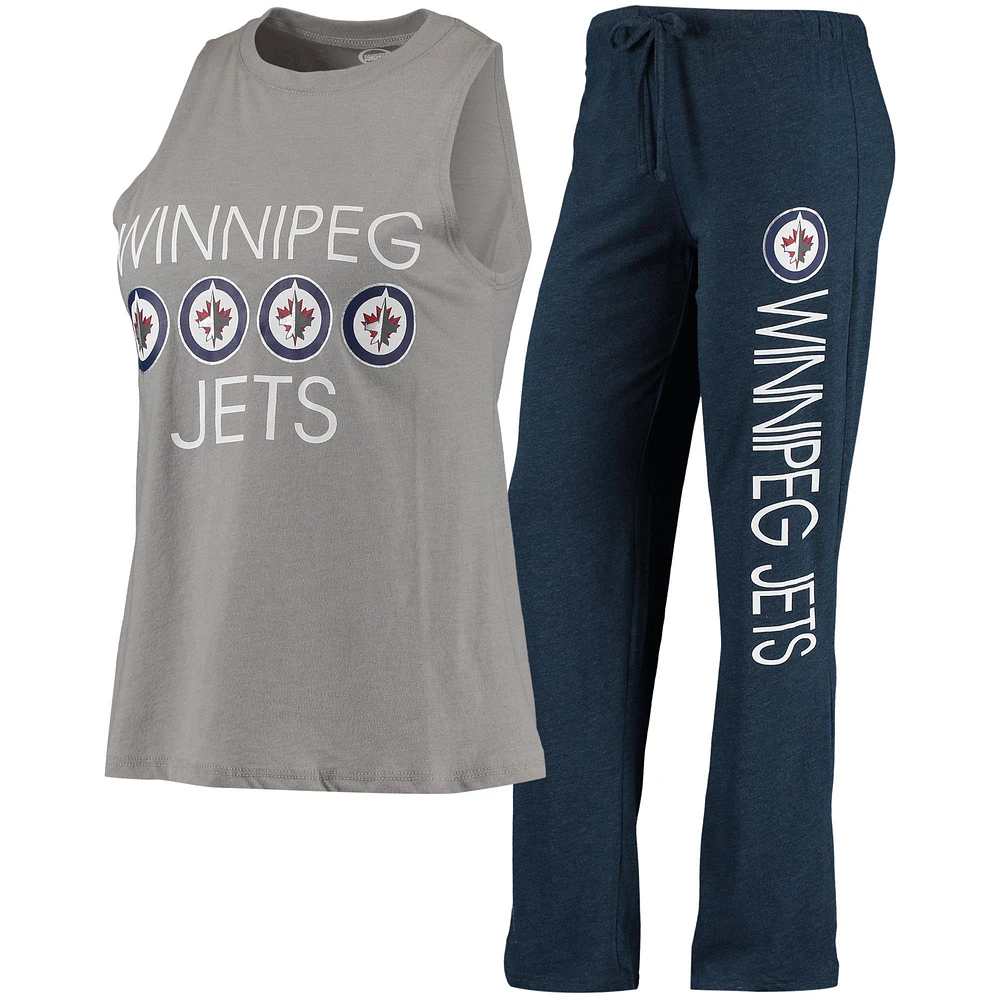 Women's Concepts Sport Gray/Navy Winnipeg Jets Meter Tank Top & Pants Sleep Set