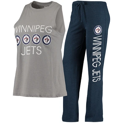 Ensemble de nuit avec débardeur et pantalon Concepts Sport gris/marine Winnipeg Jets Meter pour femmes