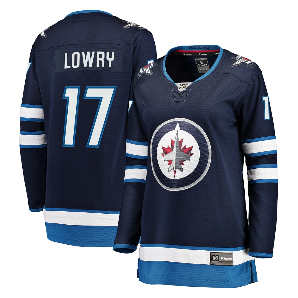 Maillot Breakaway Fanatics Adam Lowry des Jets de Winnipeg pour femmes, bleu marine