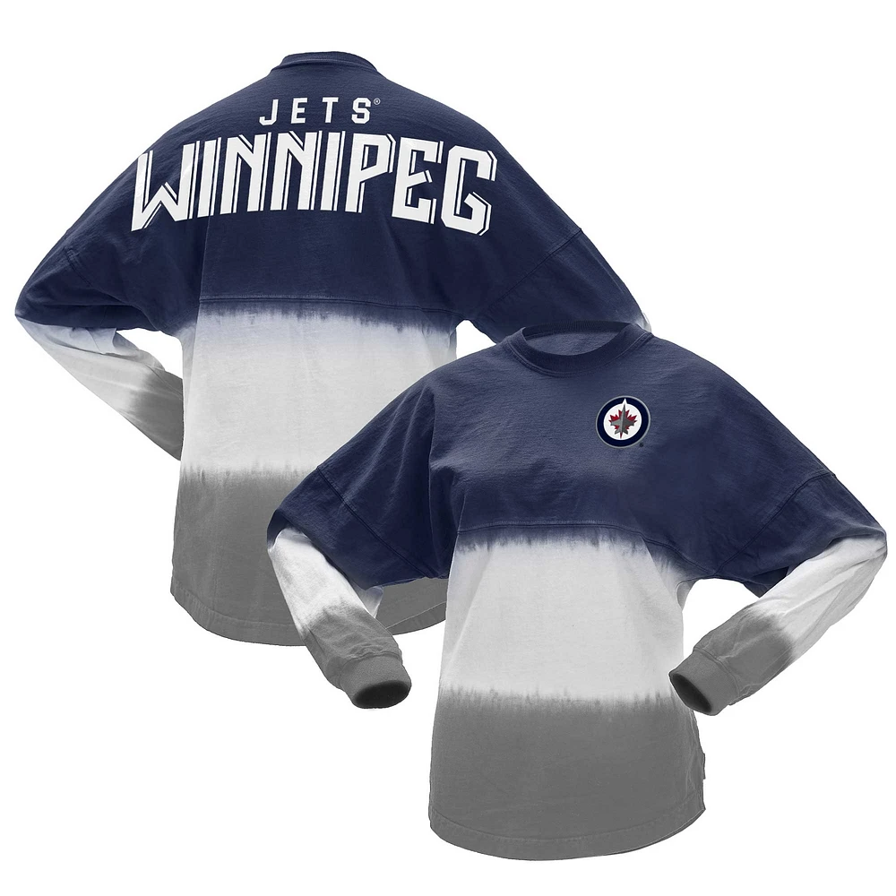 T-shirt à manches longues ombré Fanatics bleu/gris pour femmes des Jets de Winnipeg