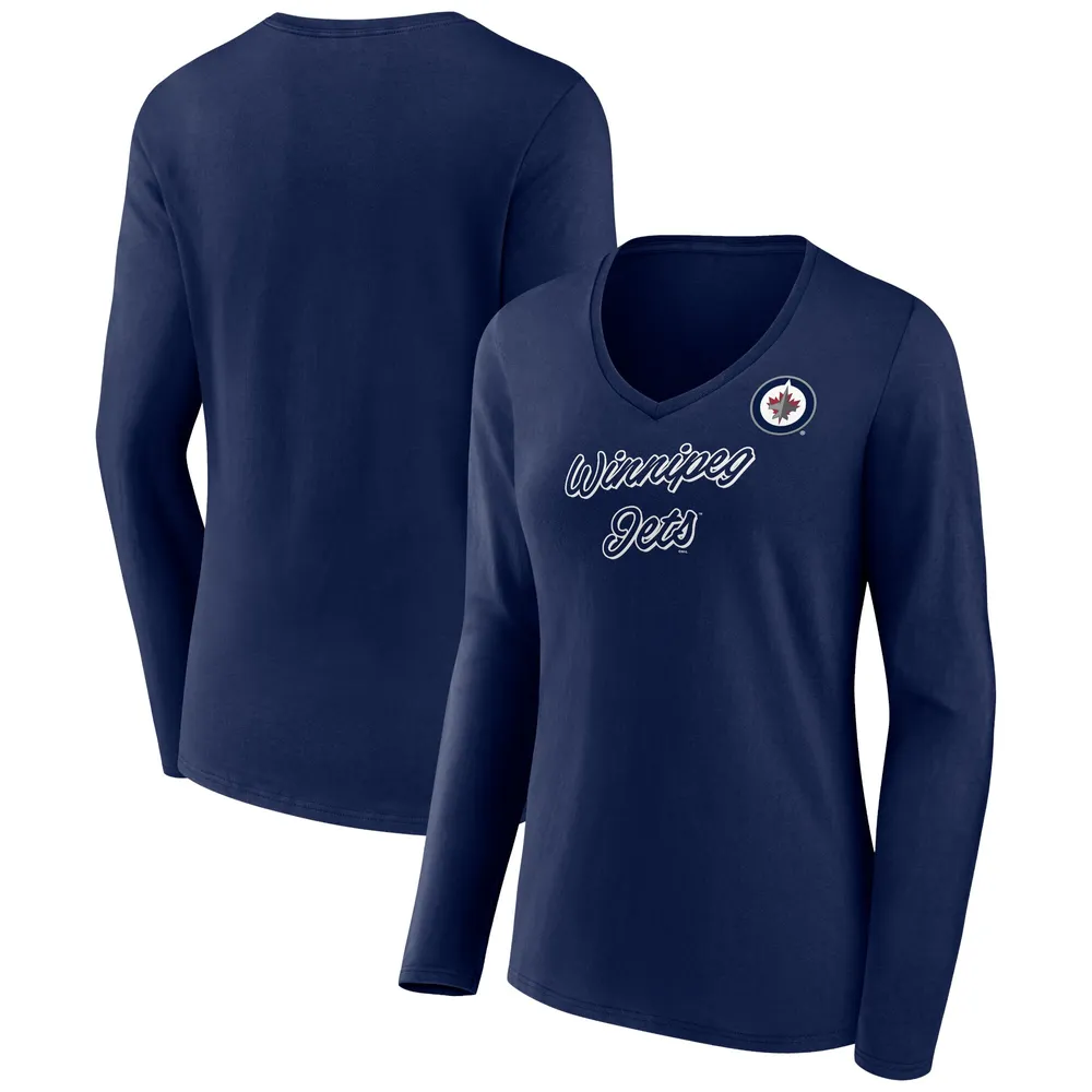 Lids Winnipeg Jets Fanatics Branded Women's Forge Long Sleeve V-Neck T-Shirt  - Navy