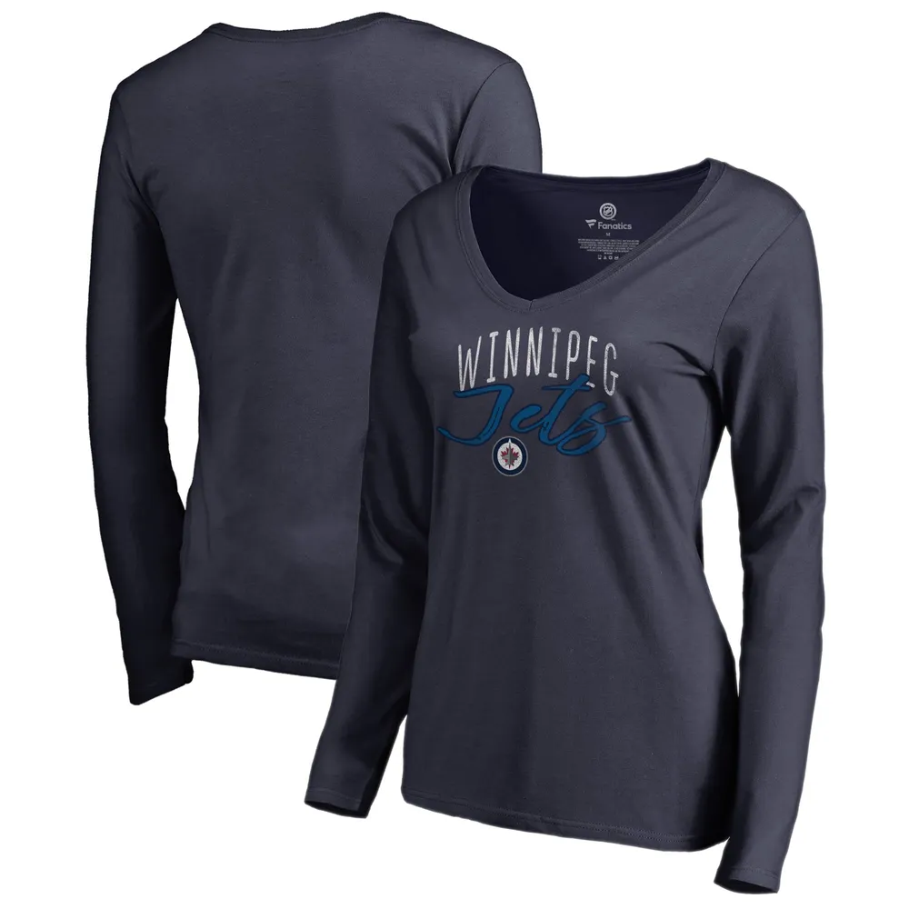 Lids Winnipeg Jets Fanatics Branded Women's Graceful Long Sleeve V-Neck T- Shirt - Navy