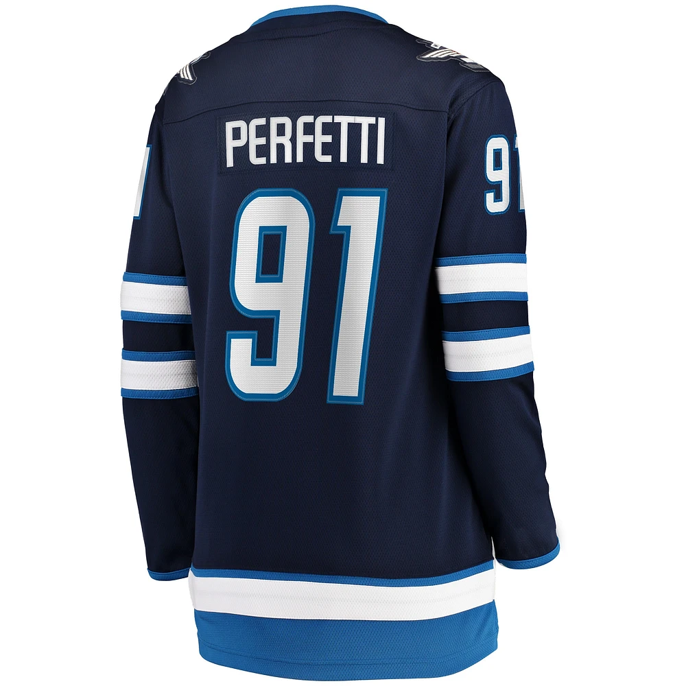 Fanatics pour femmes Cole Perfetti, joueur échappé à domicile des Jets de Winnipeg, bleu marine - Maillot