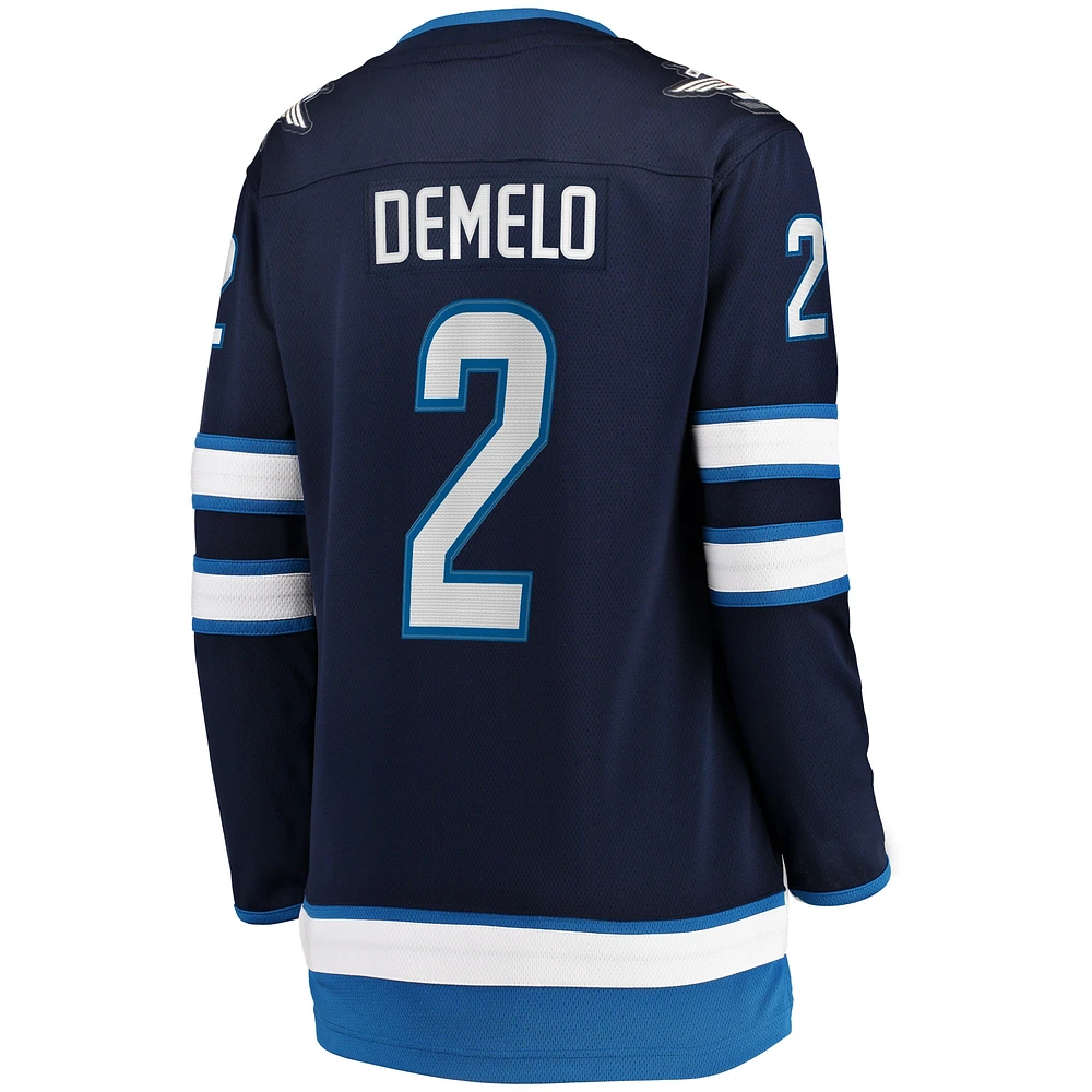 Maillot de joueur échappé à domicile des Jets Winnipeg Fanatics Dylan DeMelo pour femmes, bleu marine