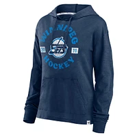 Women's Fanatics  Heather Navy Winnipeg Jets Faded Pullover Hoodie