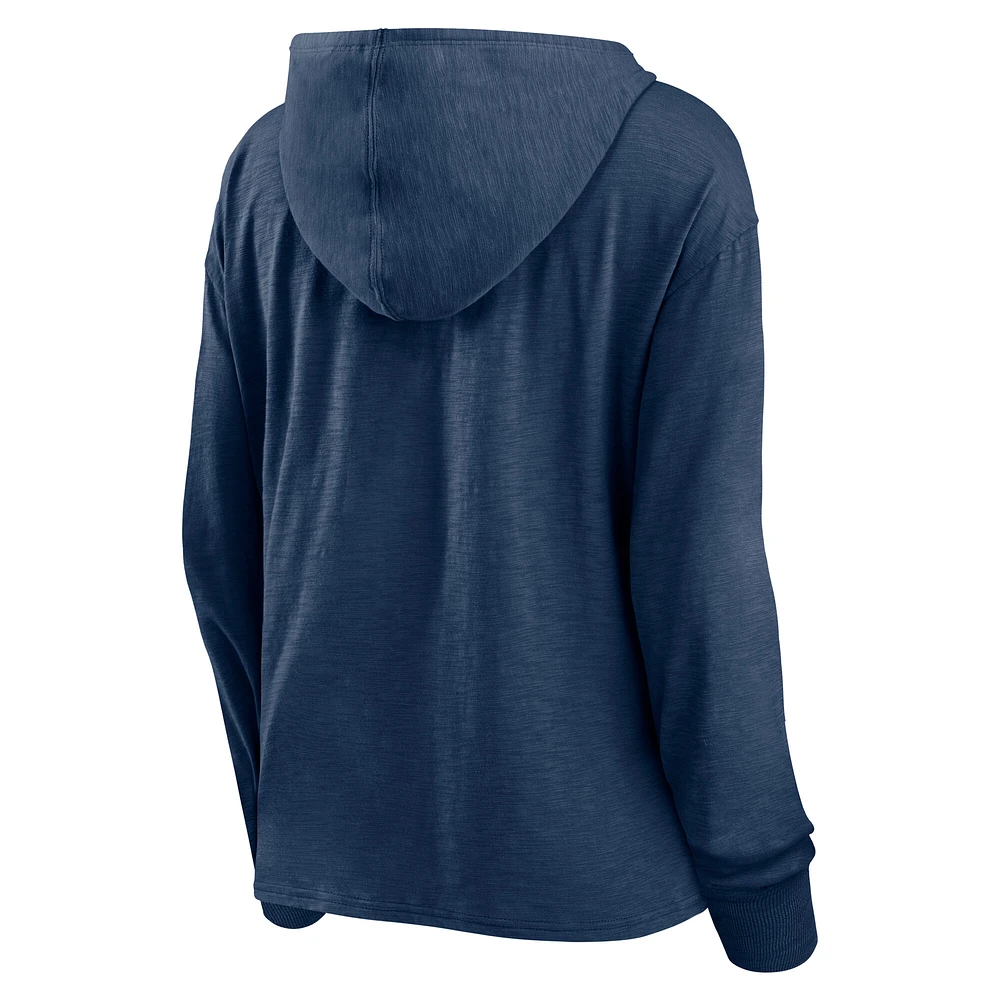 Women's Fanatics  Heather Navy Winnipeg Jets Faded Pullover Hoodie