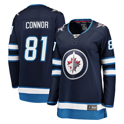 Maillot Breakaway des Jets de Winnipeg Fanatics Kyle Connor pour femmes, bleu marine