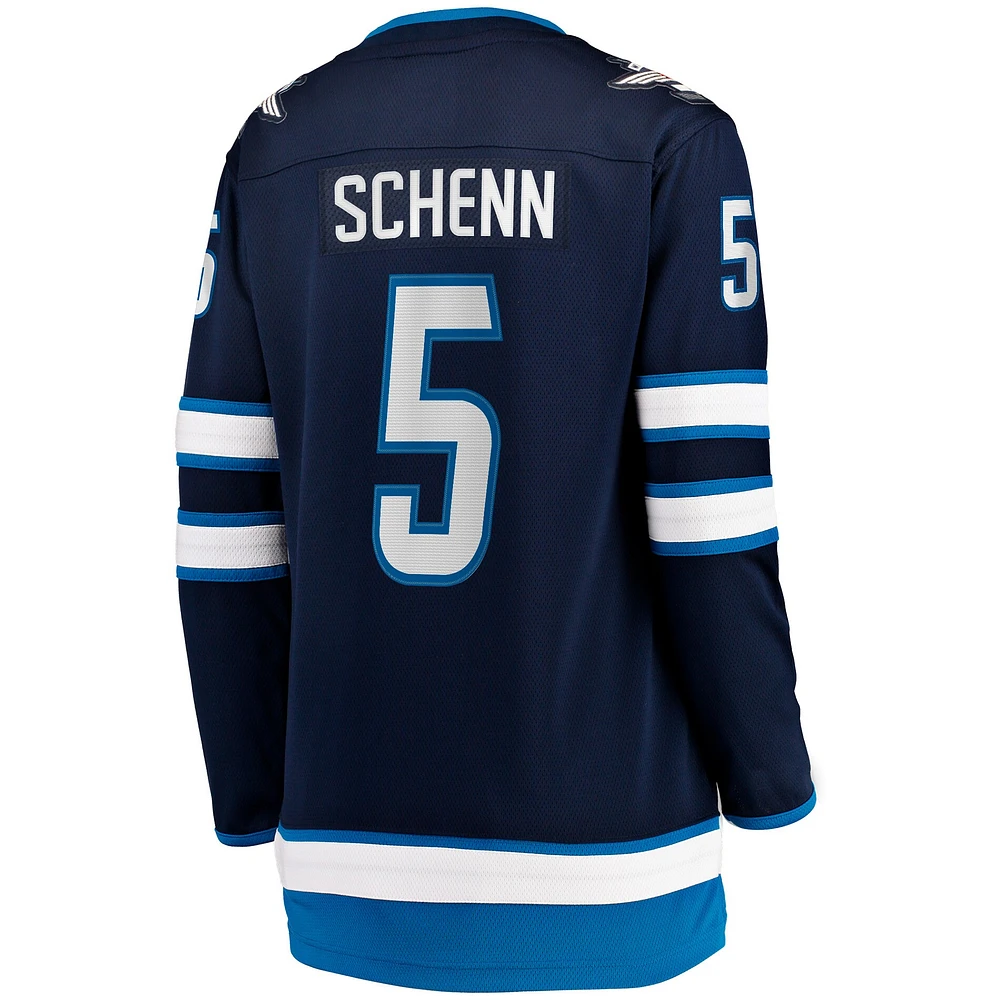 Maillot de joueur échappé à domicile des Jets Winnipeg, bleu marine, Luke Schenn, fanatiques féminines