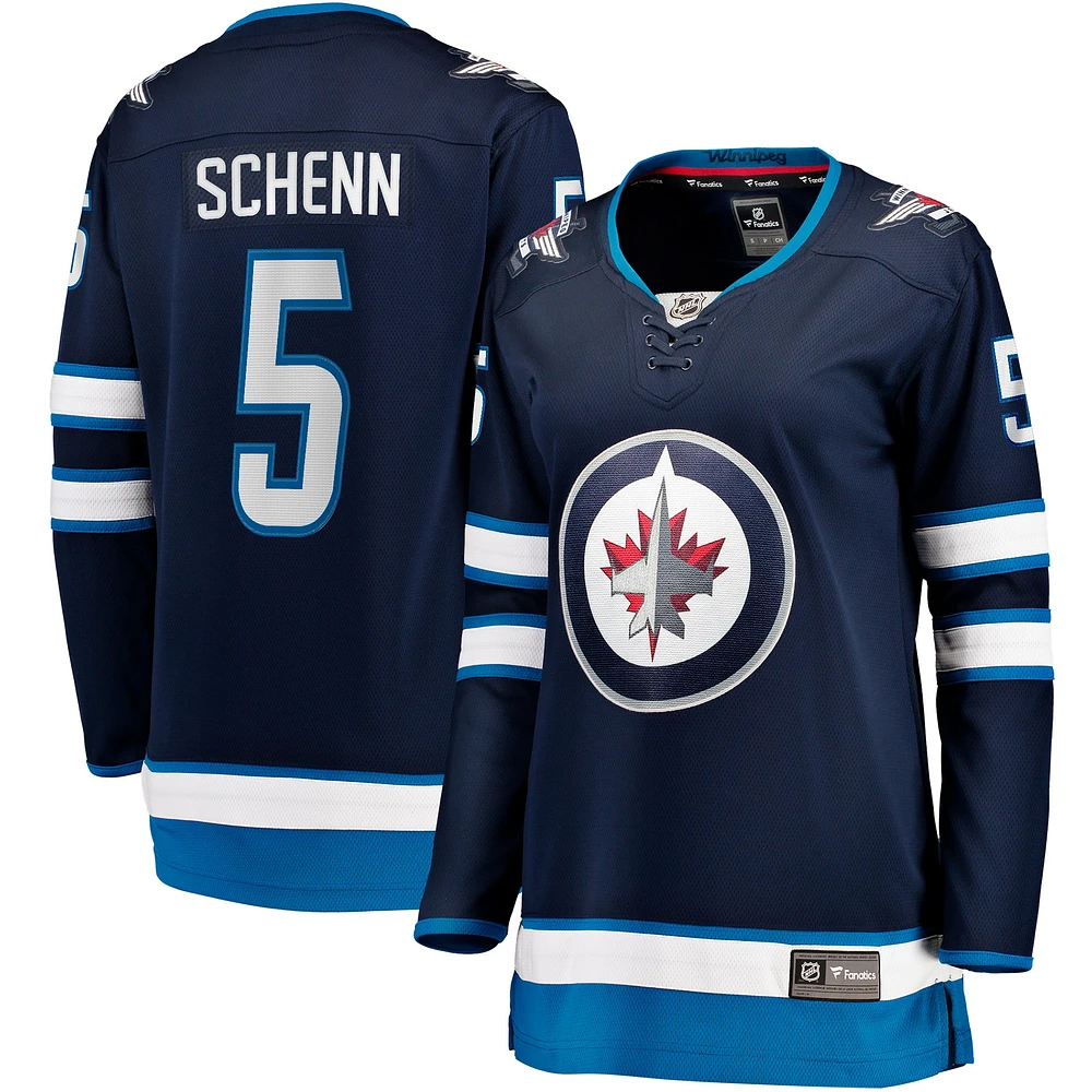 Maillot de joueur échappé à domicile des Jets Winnipeg, bleu marine, Luke Schenn, fanatiques féminines