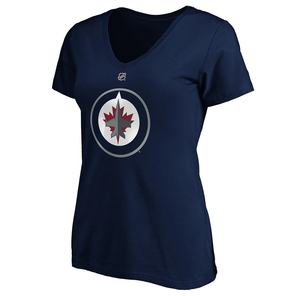 Women's Fanatics Mark Scheifele Navy Winnipeg Jets Authentic Stack Name & Number - V-Neck T-Shirt