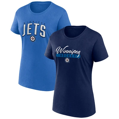 Ensemble de deux t-shirts Fanatics pour femmes, marine/bleu, Fan des Jets Winnipeg