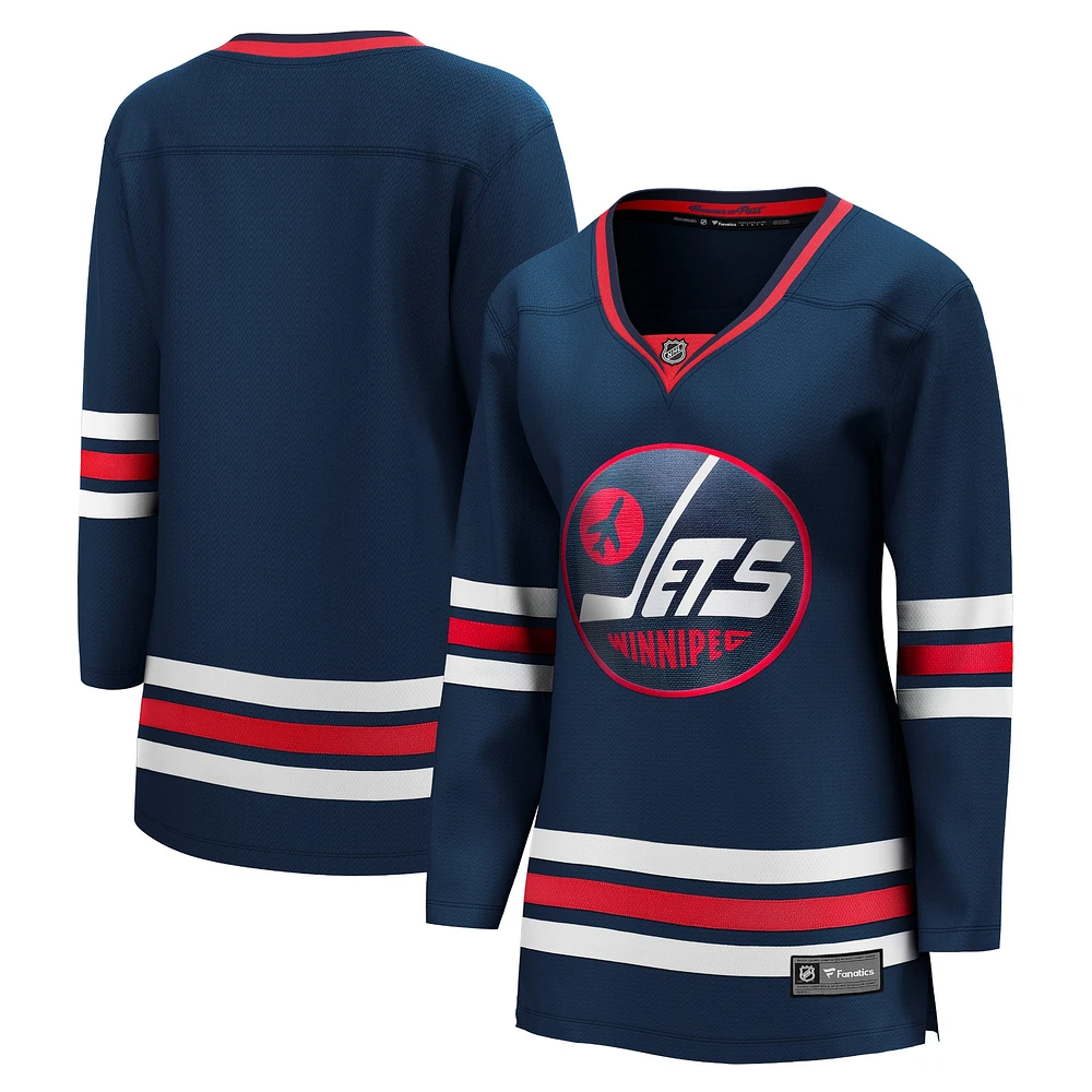 Maillot de joueur suppléant Premier Breakaway des Jets Winnipeg Fanatics pour femmes, bleu marine