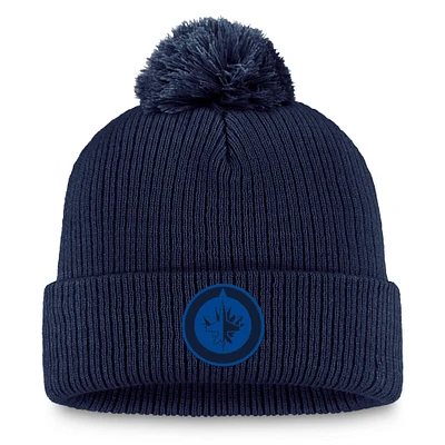 Women's Fanatics Navy Winnipeg Jets Cuffed Knit Hat with Pom
