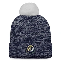 Bonnet en tricot à revers Glimmer Fanatics Navy Winnipeg Jets pour femmes avec pompon