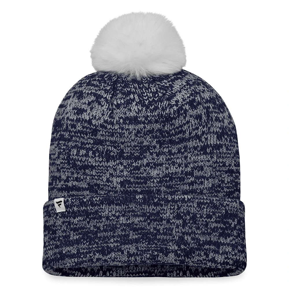 Bonnet en tricot à revers Glimmer Fanatics Navy Winnipeg Jets pour femmes avec pompon