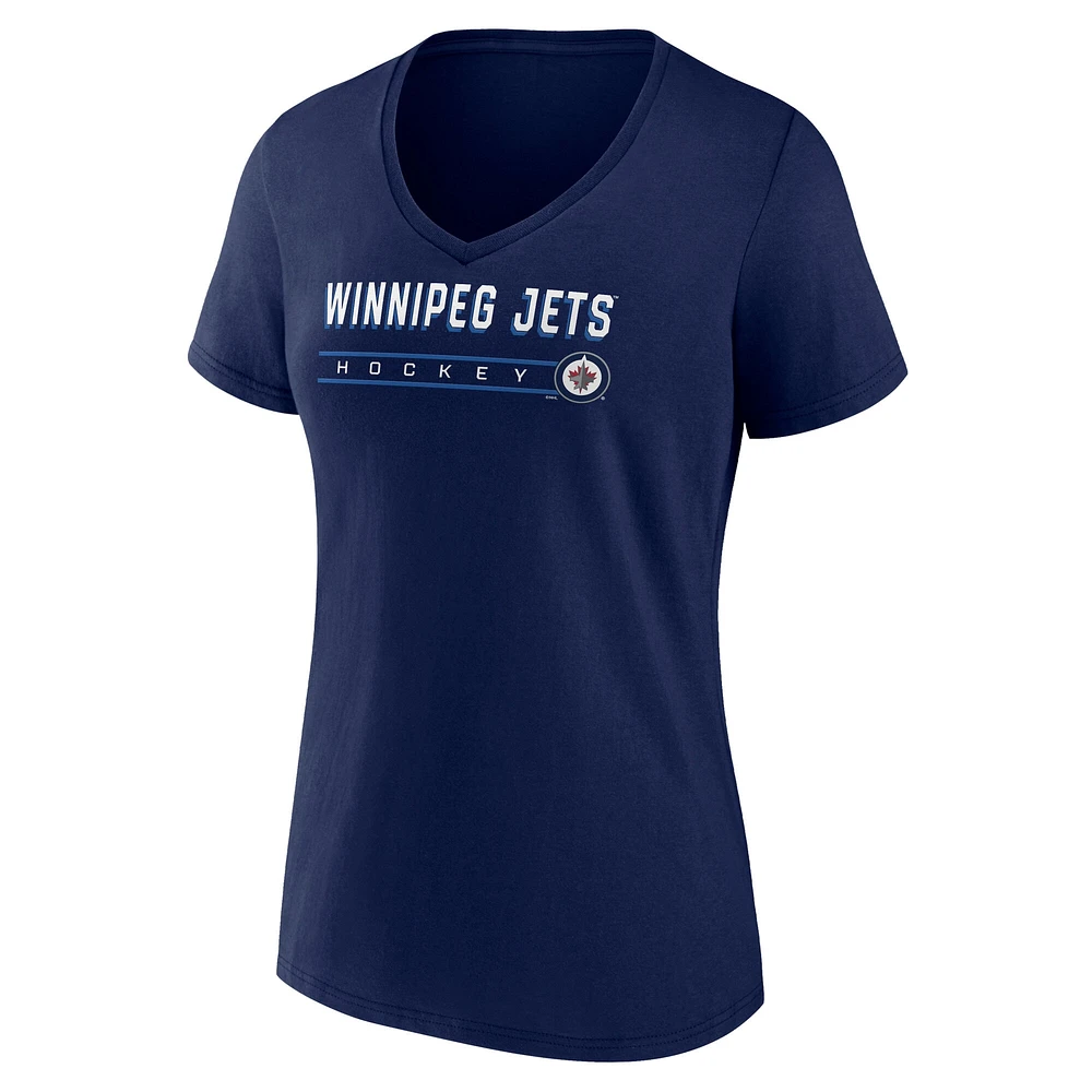 Women's Fanatics Navy Winnipeg Jets V-Neck T-Shirt