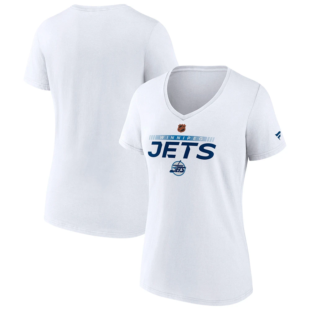 T-shirt à col en V édition spéciale pour femmes Fanatics White Winnipeg Jets