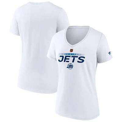 T-shirt à col en V édition spéciale pour femmes Fanatics White Winnipeg Jets