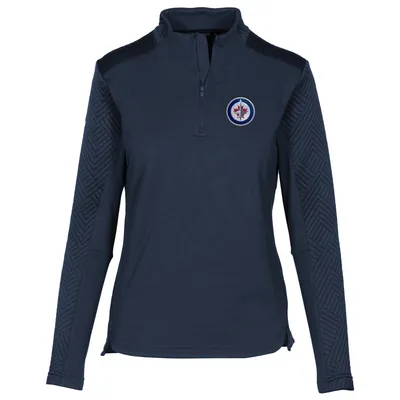 Winnipeg Jets Levelwear Women's Daybreak Quilted Quarter-Zip Pullover Top - Navy